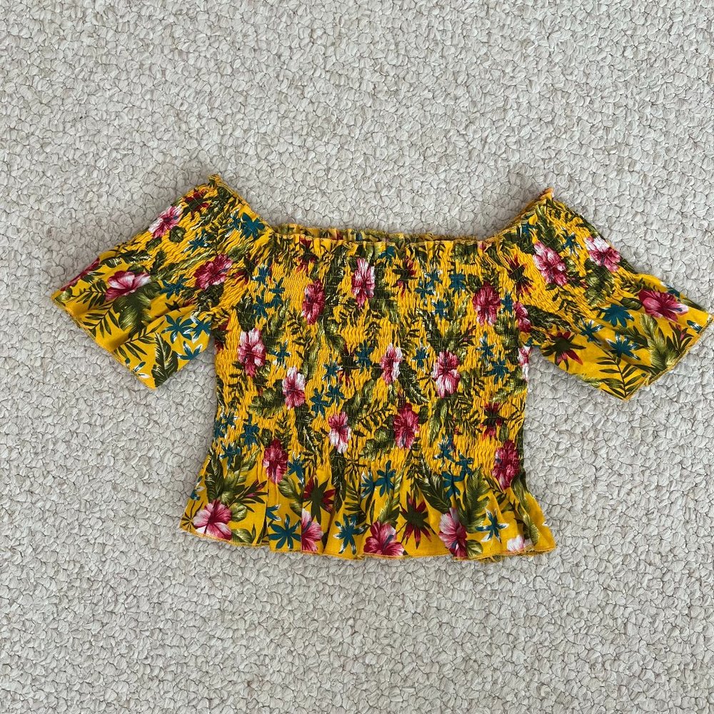 LIKE NEW: Asos Smocked Off the Shoulder Floral Top